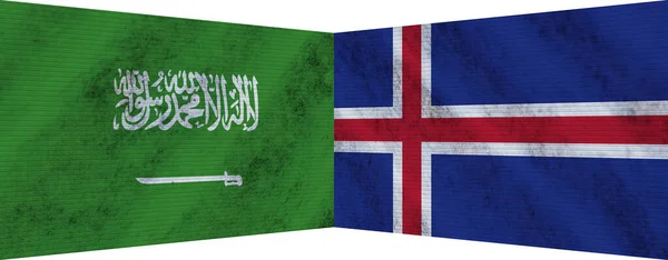 Islande Arabie Saoudite Deux Drapeaux Ensemble Illustration — Photo