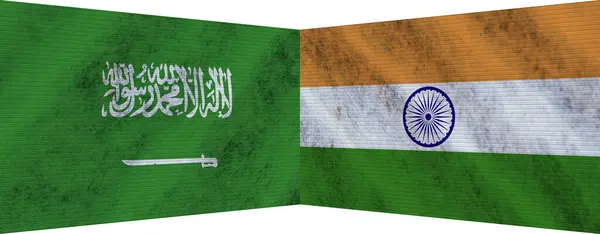 India Saudi Arabia Two Flag Together Illustration — Foto Stock