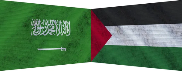 Palestine Arabie Saoudite Deux Drapeaux Ensemble Illustration — Photo