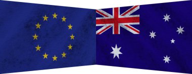 Avustralya ve Avrupa Birliği İki Bayrak Birlikte 3D Görüntü