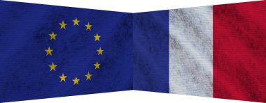 Fransa ve Avrupa Birliği İki Bayrak Birlikte 3D Görüntü