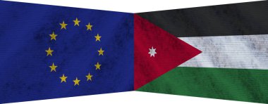 Ürdün ve Avrupa Birliği İki Bayrak Birlikte 3D Görüntü