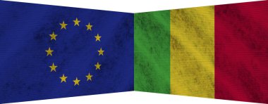 Mali ve Avrupa Birliği İki Bayrak Birlikte 3B Görüntü