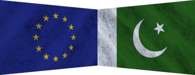 Pakistan ve Avrupa Birliği İki Bayrak Birlikte 3D Görüntü