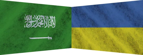 Ukraine Arabie Saoudite Deux Drapeaux Ensemble Illustration — Photo