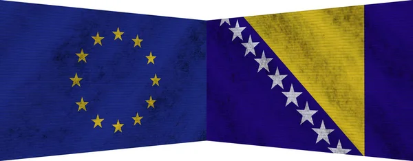 Босния Герцеговина Европейский Союз Два Флага Вместе Иллюстрация — стоковое фото
