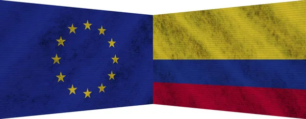 Колумбія Європейський Союз Два Прапори Разом Ілюстрація — стокове фото