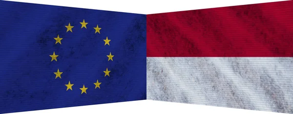 Індонезія Європейський Союз Два Прапори Разом Ілюстрація — стокове фото