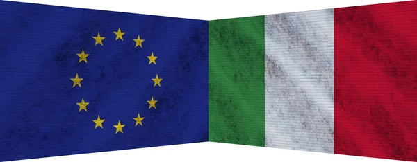 Italy European Union Two Flag Together Illustration — 图库照片