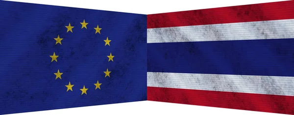 Tailândia União Europeia Bandeira Dois Juntos Ilustração — Fotografia de Stock