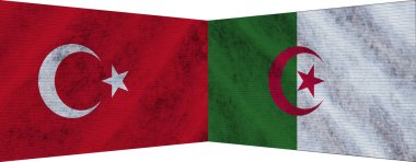 Cezayir ve Türkiye İki Bayrak Birlikte 3D İllüstrasyon