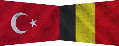 Belçika ve Türkiye 'de İki Bayrak Birlikte 3D Görüntü