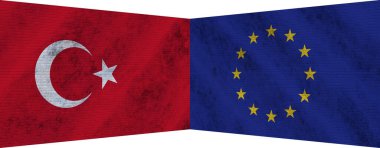 Avrupa Birliği ve Türkiye 'de İki Bayrak Birlikte 3D Görüntü
