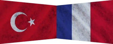 Fransa ve Türkiye 'de İki Bayrak Birlikte 3D Görüntü