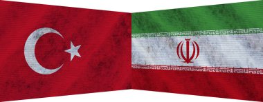 İran ve Türkiye 'de İki Bayrak Birlikte 3D Görüntü