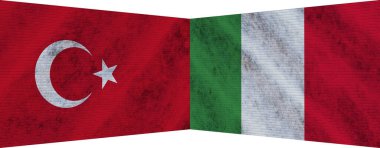 İtalya ve Türkiye 'de İki Bayrak Birlikte 3D Görüntü