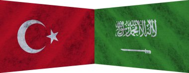 Suudi Arabistan ve Türkiye 'de İki Bayrak Birlikte 3D Görüntü