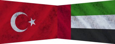 Birleşik Arap Emirlikleri ve Türkiye İki Bayrak Birlikte 3D Görüntü