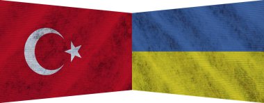 Ukrayna ve Türkiye 'de İki Bayrak Birlikte 3D Görüntü