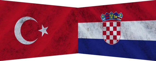 Croacia Turquía Bandera Turca Dos Juntos Ilustración — Foto de Stock