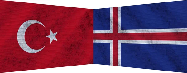 Исландия Турция Турецкий Два Флага Вместе Иллюстрация — стоковое фото