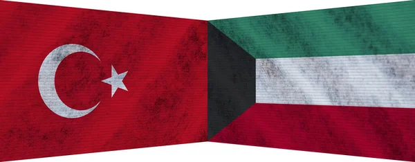 Kuwait Turquía Bandera Turca Dos Juntos Ilustración —  Fotos de Stock