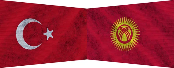 Kyrgyzstan Turkey Turkish Two Flag Together Illustration — Stock Photo, Image