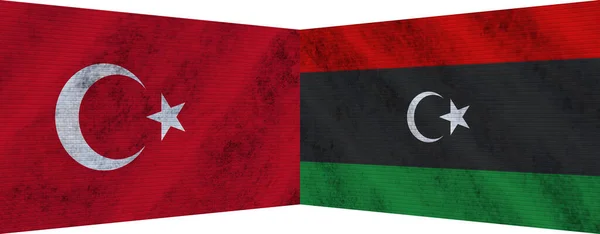 Libya ve Türkiye 'de İki Bayrak Birlikte 3D Görüntü
