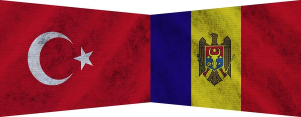 Moldova Turkey Turkish Two Flag Together Illustration — 图库照片