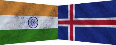 İzlanda ve Hindistan İki Bayrak Birlikte 3D Görüntü