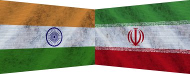 İran ve Hindistan İki Bayrak Birlikte 3D Görüntü