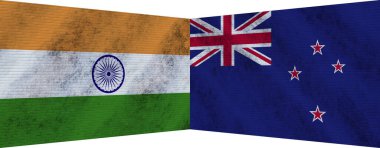 Yeni Zelanda ve Hindistan İki Bayrak Birlikte 3D Görüntü