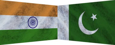 Pakistan ve Hindistan İki Bayrak Birlikte 3D Görüntü