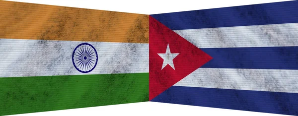 Kuba Indie Indické Dvě Vlajky Dohromady Ilustrace — Stock fotografie