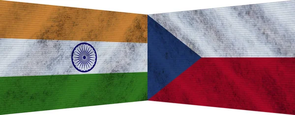 Чеська Республіка Індія Два Прапори Разом Ілюстрація — стокове фото