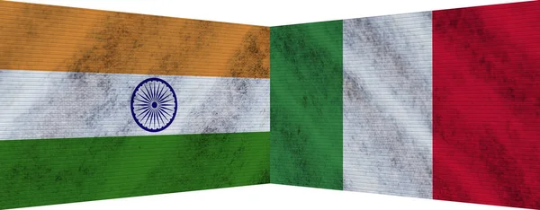 Італія Індія Два Прапори Разом Ілюстрація — стокове фото