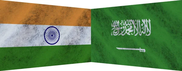 Arabie Saoudite Inde Inde Deux Drapeaux Ensemble Illustration — Photo