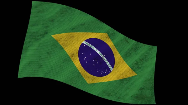Brazil Wavy Fabric Flag Illustration — 스톡 사진