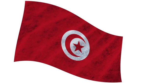 Tunezja Wavy Flaga Tkaniny Ilustracja — Zdjęcie stockowe