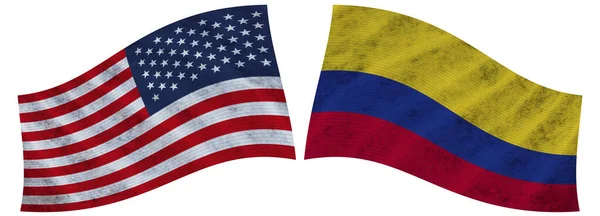 Colombia Estados Unidos Estados Unidos América Bandera Tela Ondulada Ilustración — Foto de Stock