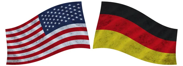Alemania Estados Unidos Estados Unidos América Bandera Tela Ondulada Ilustración —  Fotos de Stock