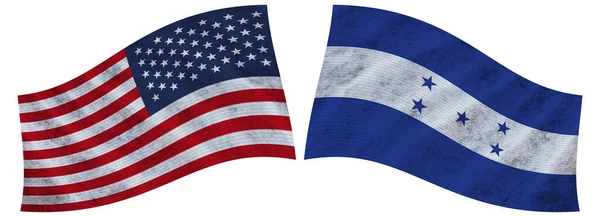 Honduras Estados Unidos Estados Unidos América Bandera Tela Ondulada Ilustración — Foto de Stock