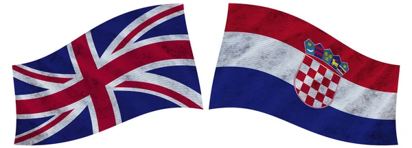 Croatia United Kingdom British Wavy Fabric Flag Illustration — стокове фото