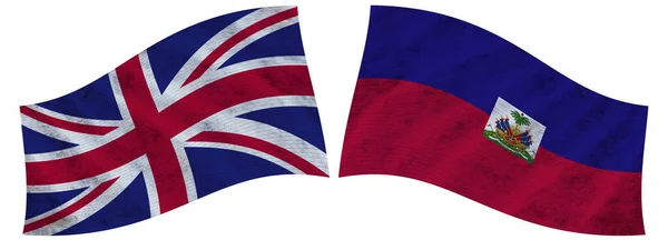 Гаити Великобритания British Wavy Fabric Flag Illustration — стоковое фото