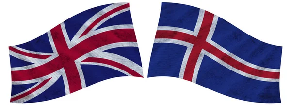 아이슬란드 Wavy Fabric Flag Illustration — 스톡 사진
