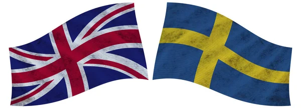 Sweden United Kingdom British Wavy Fabric Flag Illustration — Stock Photo, Image