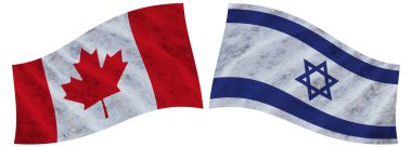 İsrail ve Kanada Kanada Dalgalı Kumaş Bayrağı 3D Görüntü
