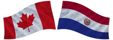 Paraguay ve Kanada Dalgalı Kumaş Bayrağı 3D Görüntü