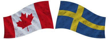 İsveç ve Kanada Kanada Dalgalı Kumaş Bayrağı 3D Görüntü