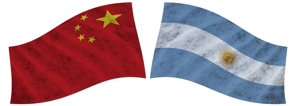 Argentinië China Golfstof Vlag Illustratie — Stockfoto